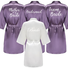 Load image into Gallery viewer, Purple Satin-Silk Bridal Party Bathrobe