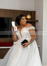Load image into Gallery viewer, Beading Sequins and Pearls Plus Size Wedding Dress