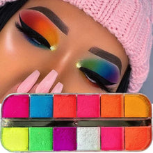 Load image into Gallery viewer, Matte Neon Fluorescent Pigment Eyeshadow Palette