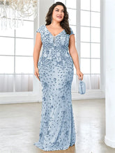 Load image into Gallery viewer, Plus Size Elegant Sequin Evening Dress