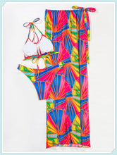 Load image into Gallery viewer, 3-Piece Floral Print Knot Front Bikinis