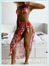 Load image into Gallery viewer, 3-Piece Floral Print Knot Front Bikinis