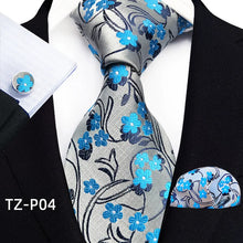 Load image into Gallery viewer, Men's Luxury Floral Neckties with Pocket Square and Cuff-links
