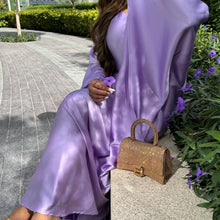 Load image into Gallery viewer, Satin Butterfly Abaya with Inside Belt