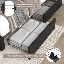 Load image into Gallery viewer, LED Bed Frame Charging Station and 4 Storage Drawers PU Upholstered Platform Bed