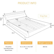 Load image into Gallery viewer, LED King Deluxe Upholstered Bed Frame with Adjustable Headboard