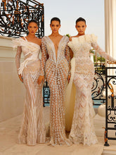 Load image into Gallery viewer, Backless Luxury Flower Appliques Mesh Gown