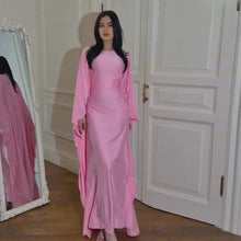 Load image into Gallery viewer, Satin Butterfly Abaya with Inside Belt
