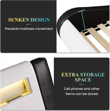 Load image into Gallery viewer, LED King Deluxe Upholstered Bed Frame with Adjustable Headboard