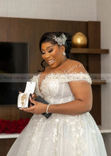 Load image into Gallery viewer, Beading Sequins and Pearls Plus Size Wedding Dress