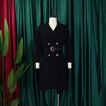 Load image into Gallery viewer, Notched Collar Full Sleeve Sashes Pleated Dress