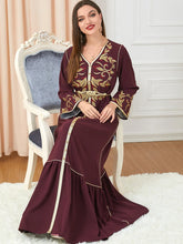 Load image into Gallery viewer, embroidered round neck abaya