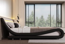 Load image into Gallery viewer, LED King Deluxe Upholstered Bed Frame with Adjustable Headboard