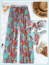 Load image into Gallery viewer, 3-Piece Floral Print Knot Front Bikinis