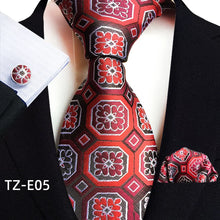 Load image into Gallery viewer, Luxury Men's Ties with Pocket Square & Cufflinks
