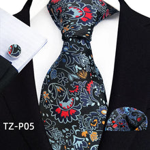 Load image into Gallery viewer, Men's Luxury Floral Neckties with Pocket Square and Cuff-links