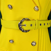 Load image into Gallery viewer, Notched Collar Full Sleeve Sashes Pleated Dress