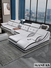Load image into Gallery viewer, Bluetooth Speaker and Massage Italian Leather Sofa Set with USB & Cup Holder