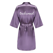 Load image into Gallery viewer, Purple Satin-Silk Bridal Party Bathrobe