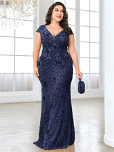 Load image into Gallery viewer, Plus Size Elegant Sequin Evening Dress