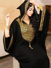 Load image into Gallery viewer, Hooded Abaya Knitted Kaftan Evening Dresses