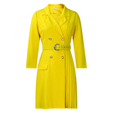 Load image into Gallery viewer, Notched Collar Full Sleeve Sashes Pleated Dress