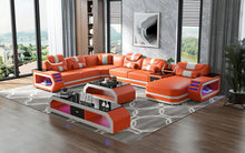 Load image into Gallery viewer, American style villa modern multifunctional genuine leather sofa