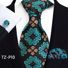 Load image into Gallery viewer, Men's Luxury Floral Neckties with Pocket Square and Cuff-links