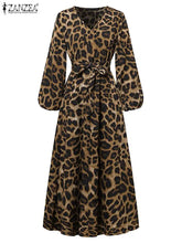 Load image into Gallery viewer, Long-Sleeve Leopard Dresses