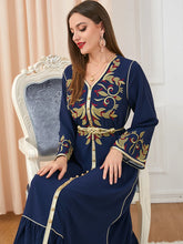 Load image into Gallery viewer, embroidered round neck abaya