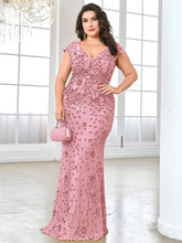 Load image into Gallery viewer, Plus Size Elegant Sequin Evening Dress