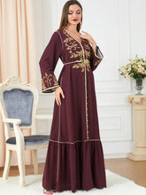 Load image into Gallery viewer, embroidered round neck abaya