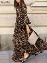 Load image into Gallery viewer, Long-Sleeve Leopard Dresses