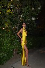 Load image into Gallery viewer, Sexy Backless High Slit Halter Dress