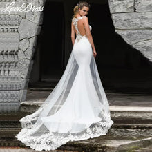 Load image into Gallery viewer, Sexy See-Through Back Sleeveless Mermaid Wedding Dress