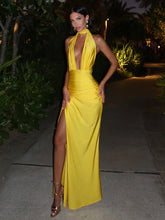 Load image into Gallery viewer, Sexy Backless High Slit Halter Dress