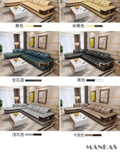 Load image into Gallery viewer, Luxury L-Shaped Genuine Leather Sectional Sofa with Bluetooth Speaker