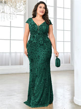 Load image into Gallery viewer, Plus Size Elegant Sequin Evening Dress