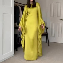 Load image into Gallery viewer, Satin Butterfly Abaya with Inside Belt