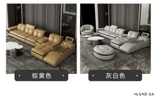 Load image into Gallery viewer, Luxury L-Shaped Genuine Leather Sectional Sofa with Bluetooth Speaker
