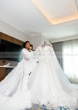 Load image into Gallery viewer, Beading Sequins and Pearls Plus Size Wedding Dress