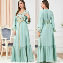 Load image into Gallery viewer, embroidered round neck abaya