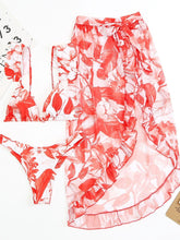 Load image into Gallery viewer, 3-Piece Floral Print Knot Front Bikinis