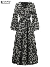 Load image into Gallery viewer, Long-Sleeve Leopard Dresses
