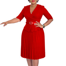 Load image into Gallery viewer, Elegant V Neck Pleated Waist Belt Church Dresses