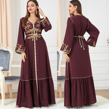 Load image into Gallery viewer, embroidered round neck abaya
