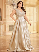 Load image into Gallery viewer, Luxury Satin V-Neck Evening Dress