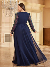 Load image into Gallery viewer, Luxury Chiffon Long Sleeve Evening Dress
