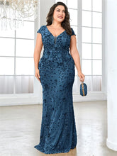 Load image into Gallery viewer, Plus Size Elegant Sequin Evening Dress