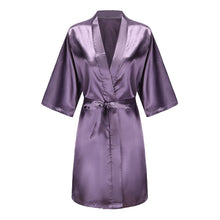 Load image into Gallery viewer, Purple Satin-Silk Bridal Party Bathrobe
